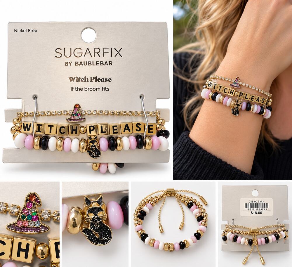 SUGARFIX by BaubleBar “Witch Please” Halloween Bracelet Set – Gold Tone